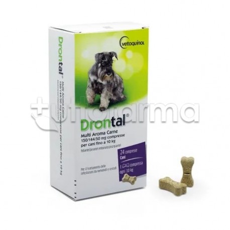 Drontal Multi Aroma Carne Farmaco Veterinario Infestazioni Intestinali dei Cani 24 Compresse