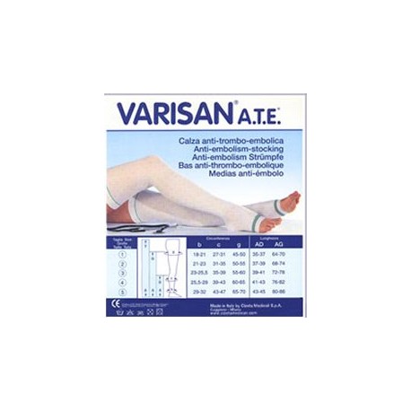 Varisan A.T.E. 18mmHg calza autoreggente per prevenzione trombosi monocollant bianco