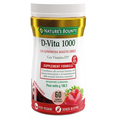Nature's Bounty D-Vita 1000 Integratore di Vitamina D3 60 Gommose Masticabili Nature's Bounty D-Vita 1000 Integratore di Vitamina D3 60 Gommose Masticabili