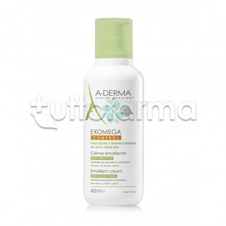 Flacone con A-Derma Exomega Control Crema Emolliente 400ml Flacone con A-Derma Exomega Control Crema Emolliente 400ml