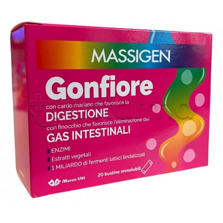 Marco Viti Massigen Gonfiore Integratore per Disturbi Intestinali 20 Stick Orosolubili Marco Viti Massigen Gonfiore Integratore per Disturbi Intestinali 20 Stick Orosolubili