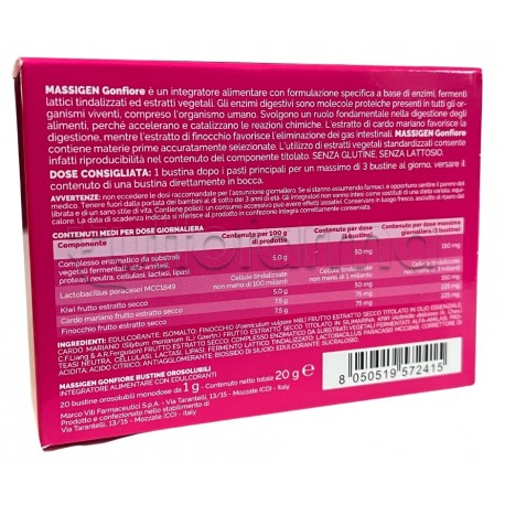 Marco Viti Massigen Gonfiore Integratore per Disturbi Intestinali 20 Stick Orosolubili Marco Viti Massigen Gonfiore Integratore per Disturbi Intestinali 20 Stick Orosolubili