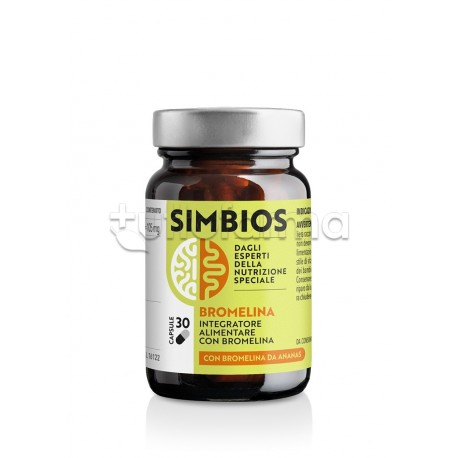 Simbios Bromelina Integratore per Funzione Digestiva per Intolleranti al Glutine 30 Capsule