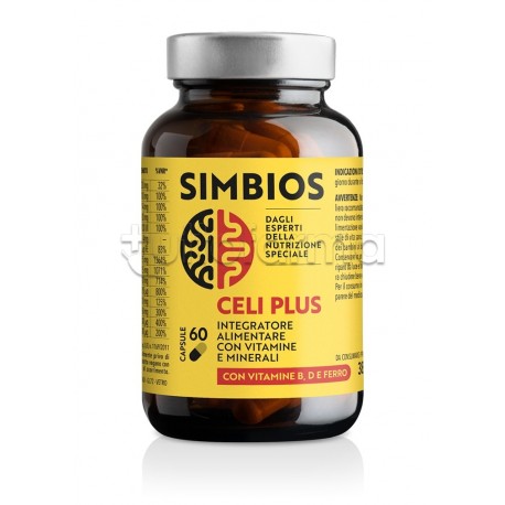 Simbios Celi Plus Integratore di Vitamine e Minerali per Intolleranti al Glutine 60 Capsule Simbios Celi Plus Integratore di Vitamine e Minerali per Intolleranti al Glutine 60 Capsule