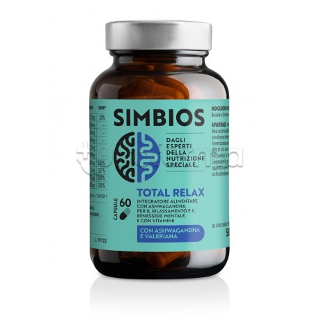 Simbios Total Relax Integratore per Rilassamento e Benessere Mentale per Intolleranti al Glutine 60 Capsule Simbios Total Relax Integratore per Rilassamento e Benessere Mentale per Intolleranti al Glutine 60 Capsule
