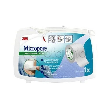 3M Micropore Surgical Tape Cerotto con Dispenser 25mmX5m