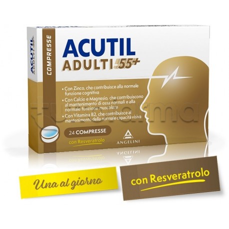 Acutil Adulti 55+ Integratore per Forza Fisica e Mentale 24 Compresse Acutil Adulti 55+ Integratore per Forza Fisica e Mentale 24 Compresse