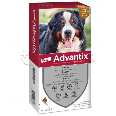 Advantix Spot-On Antiparassitario per Cani 40-60kg 6 Pipette