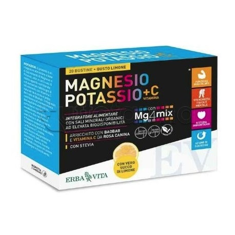 Erba Vita Magnesio E Potassio +Vitamina C Integratore Ricostituente 20 Bustine