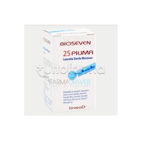Bioseven Linea D Lancette Pungidito per Pazienti Diabetici 25 Pezzi