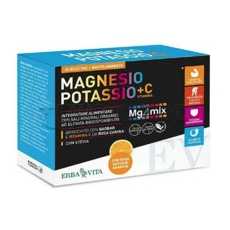 Magnesio, Potassio +Vitamina C Integratore Ricostituente 20 Bustine Magnesio, Potassio +Vitamina C Integratore Ricostituente 20 Bustine
