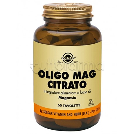 Solgar Oligo Mag Citrato Integratore Magnesio 60 Tavolette