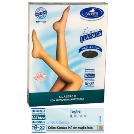 Sauber Classico Collant 140 Denari Maglia Liscia Camel per Compressione Graduata Collant Sauber Classico Collant 140 Denari Maglia Liscia Camel per Compressione Graduata Collant