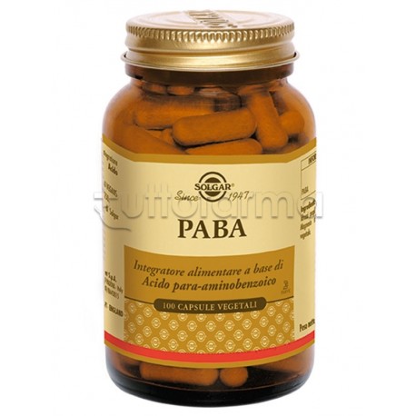 Solgar Paba Integratore per Bellezza della Pelle 100 Capsule Vegetali Solgar Paba Integratore per Bellezza della Pelle 100 Capsule Vegetali