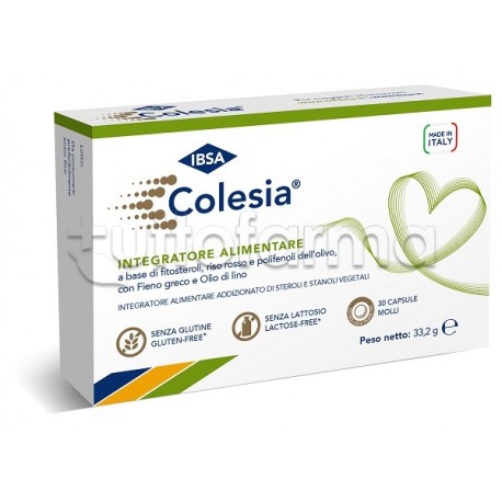 IBSA Colesia Integratore per il Colesterolo 30 Capsule Molli