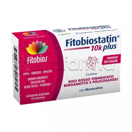 Fitobios Fitobiostatin 10K Plus Integratore per il Colesterolo 30 Compresse