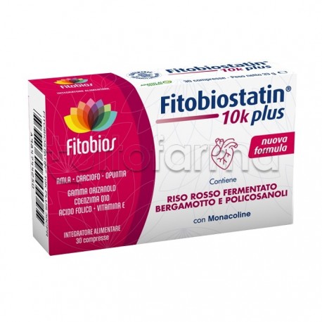 Fitobios Fitobiostatin 10K Plus Integratore per il Colesterolo 30 Compresse Fitobios Fitobiostatin 10K Plus Integratore per il Colesterolo 30 Compresse