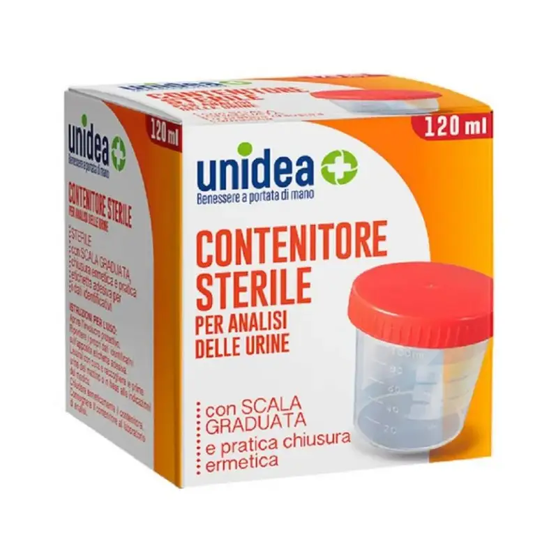 Unidea Contenitore Sterile per Analisi Urine 120ml 1 Pezzo