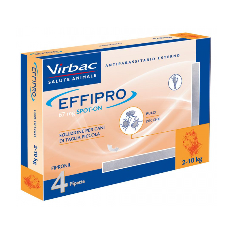 Effipro Spot-On 67mg Antiparassitario Cani 2-10kg 4 Pipette