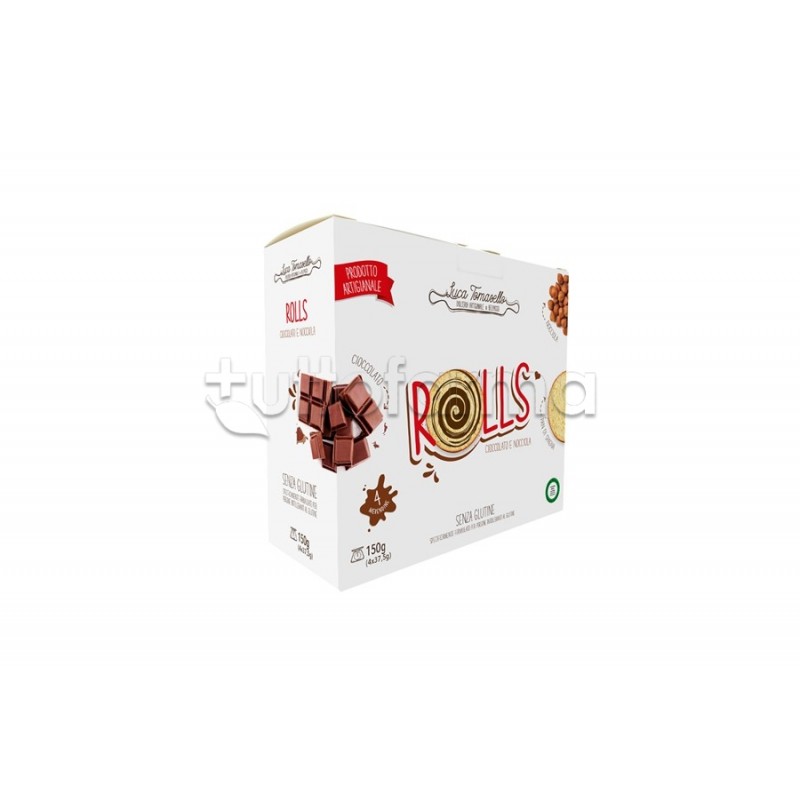 Luca Tomasello Rolls Merendina Cioccolato Nocciola Senza Glutine 150g Luca Tomasello Rolls Merendina Cioccolato Nocciola Senza Glutine 150g
