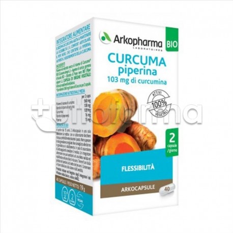 Arkocapsule Curcuma e Piperina Integratore per le Articolazioni 40 Capsule Arkocapsule Curcuma e Piperina Integratore per le Articolazioni 40 Capsule