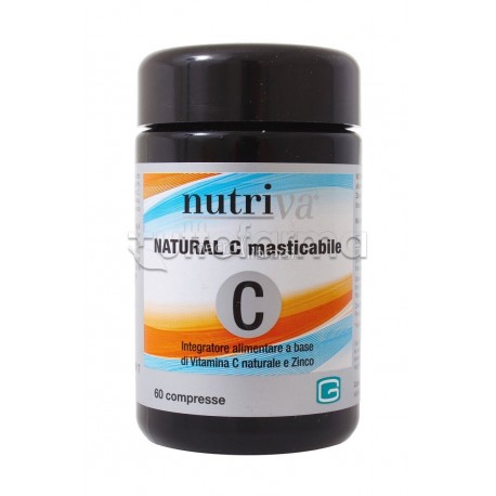 Nutriva Natural C Integratore Alimentare di Vitamina C 60 Compresse Masticabili