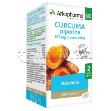 Arkocapsule Curcuma e Piperina Bio Integratore per le Articolazioni 130 Capsule