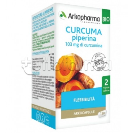 Arkocapsule Curcuma e Piperina Bio Integratore per le Articolazioni 130 Capsule Arkocapsule Curcuma e Piperina Bio Integratore per le Articolazioni 130 Capsule