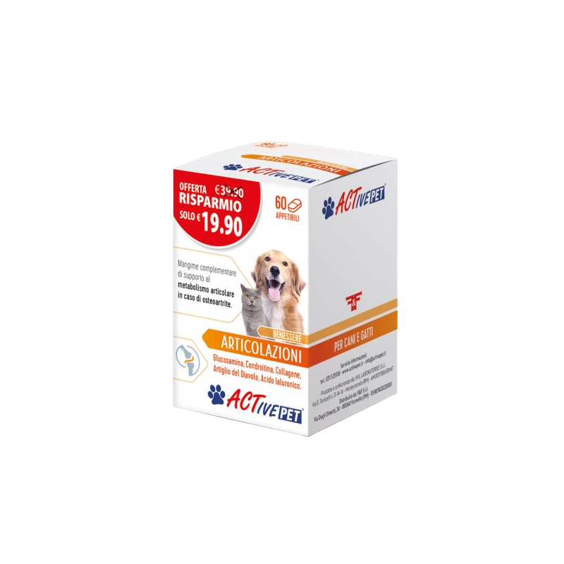 ActivePet Benessere Articolazioni Integratore Veterinario per Articolazioni Cani e Gatti 60 Compresse