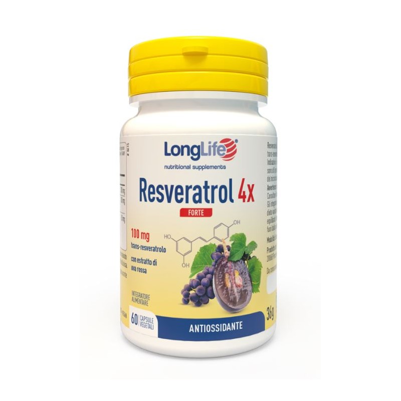 Longlife Resveratrol 4x Forte Integratore per Microcircolo 60 Capsule Vegetali Longlife Resveratrol 4x Forte Integratore per Microcircolo 60 Capsule Vegetali