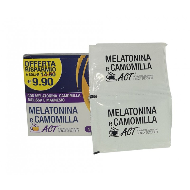 Melatonina e Camomilla Act Integratore per Sonno 30 Bustine Melatonina e Camomilla Act Integratore per Sonno 30 Bustine