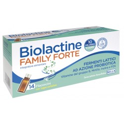 Confezione esterna Biolactine Family Forte Integratore Fermenti Lattici 14 Flaconcini