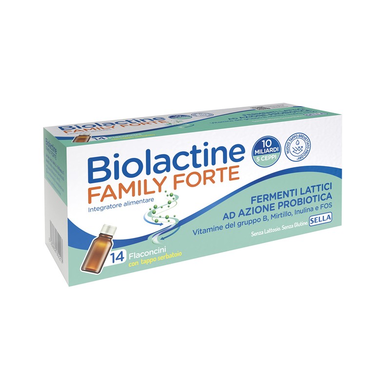 Confezione esterna Biolactine Family Forte Integratore Fermenti Lattici 14 Flaconcini Confezione esterna Biolactine Family Forte Integratore Fermenti Lattici 14 Flaconcini