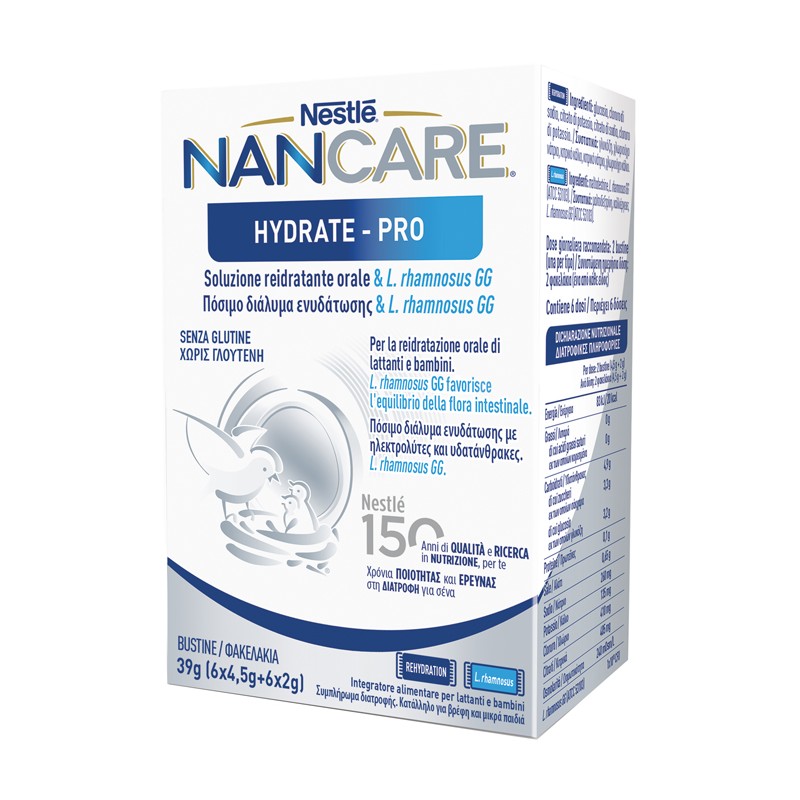 Nestlé NanCare Hydrate Pro Integratore per Bambini e Neonati 6+6 Bustine