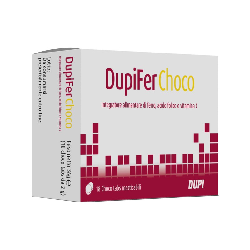 DupiFer Choco Integratore per Stanchezza e Stress Gusto Cioccolato 18 Tavolette DupiFer Choco Integratore per Stanchezza e Stress Gusto Cioccolato 18 Tavolette