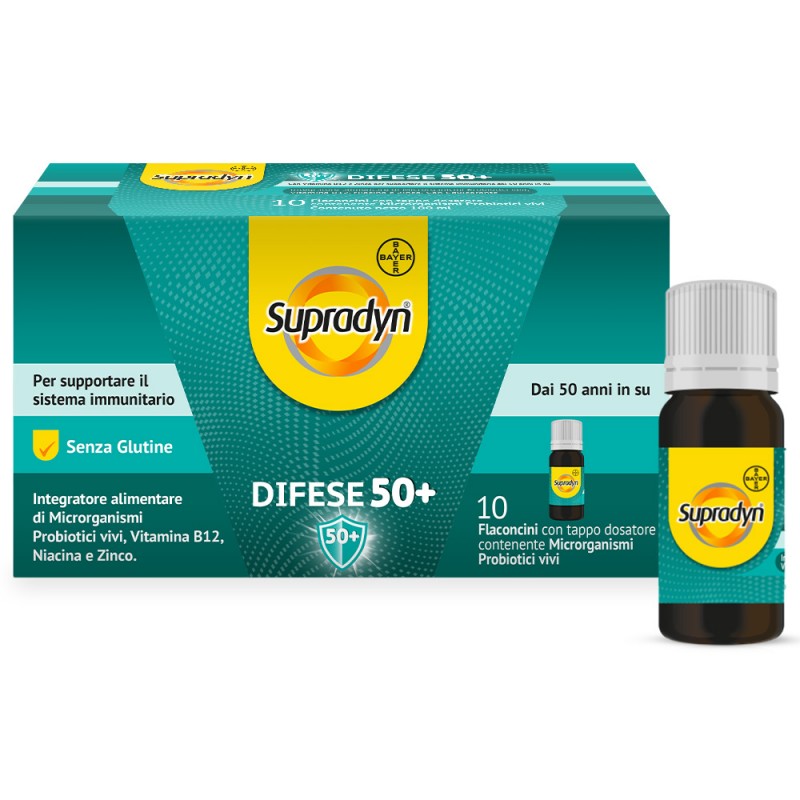 Supradyn Difese 50+ per Sistema Immunitario degli Over 50 10 Flaconcini Supradyn Difese 50+ per Sistema Immunitario degli Over 50 10 Flaconcini