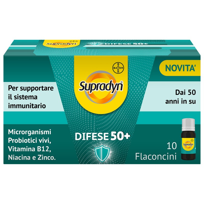 Supradyn Difese 50+ per Sistema Immunitario degli Over 50 10 Flaconcini Supradyn Difese 50+ per Sistema Immunitario degli Over 50 10 Flaconcini