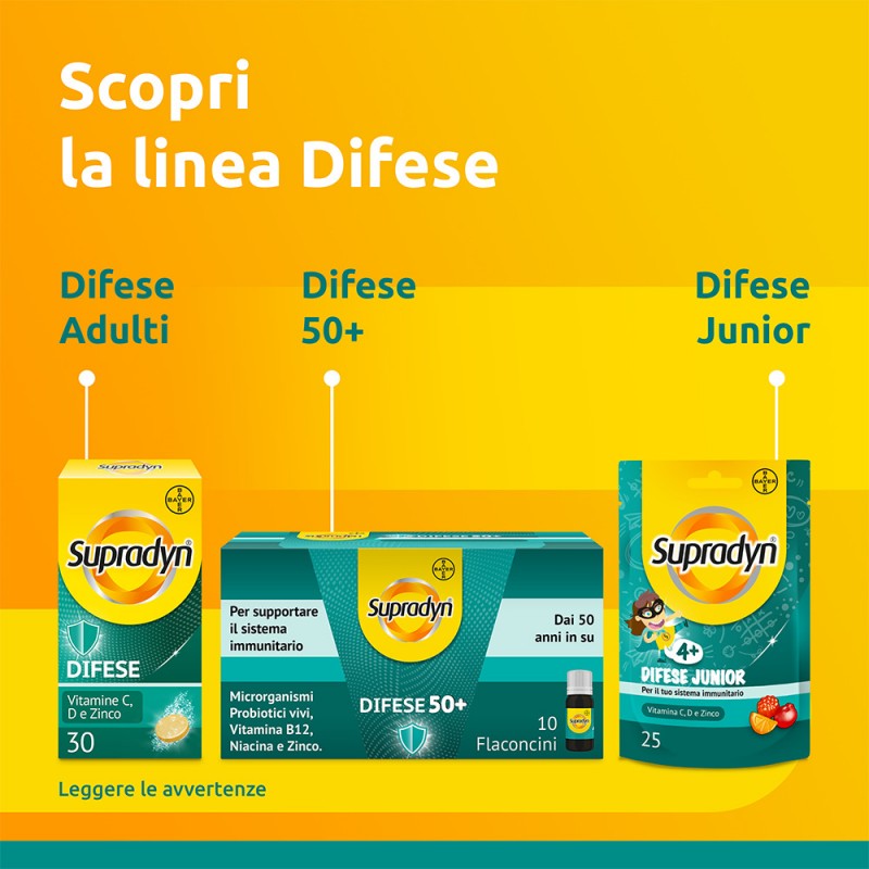 Supradyn Difese 50+ per Sistema Immunitario degli Over 50 10 Flaconcini Supradyn Difese 50+ per Sistema Immunitario degli Over 50 10 Flaconcini