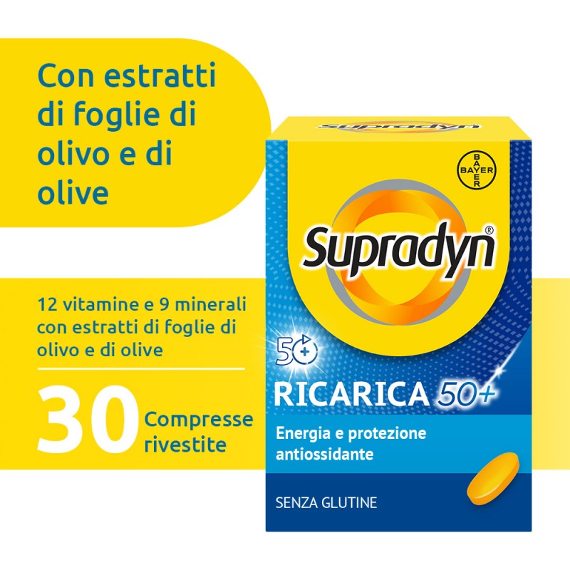 Supradyn Ricarica 50+ Integratore Vitamine e Minerali 30 Compresse Supradyn Ricarica 50+ Integratore Vitamine e Minerali 30 Compresse