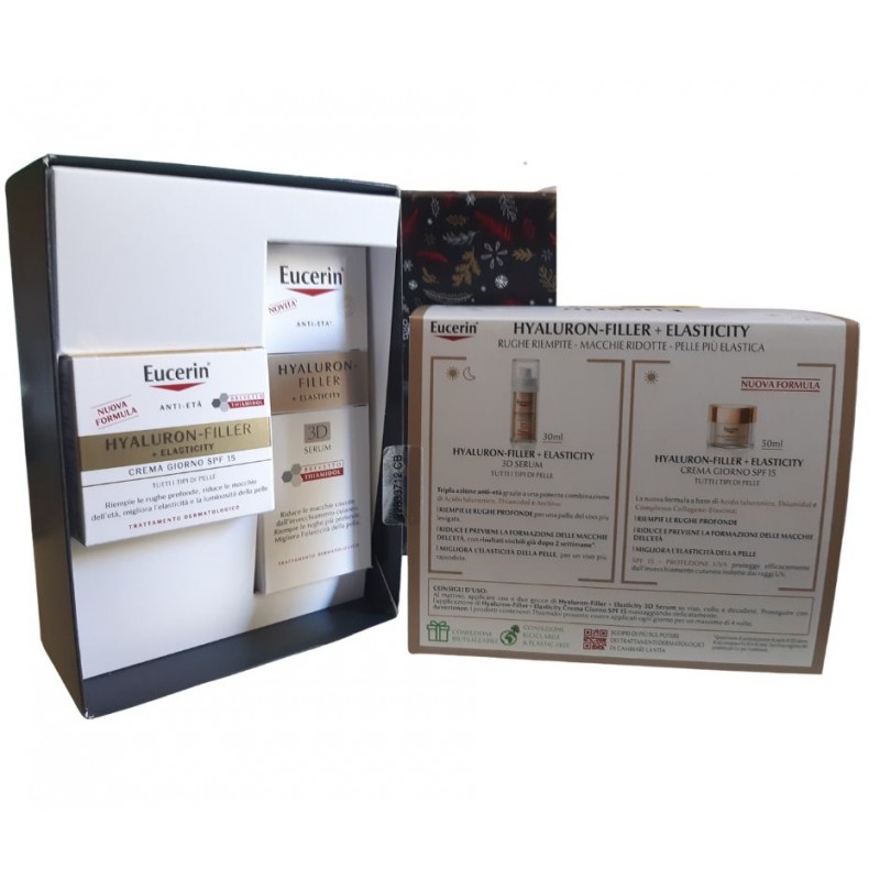 Eucerin Hyaluron Filler + Elasticity Cofanetto Natale Anti-Macchie 3D Serum + Crema Giorno 2 Prodotti