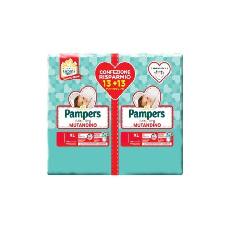 Pampers Baby Dry Extra Large Confezione Doppia Pannolini Taglia 6 (15+kg) 26 Pezzi