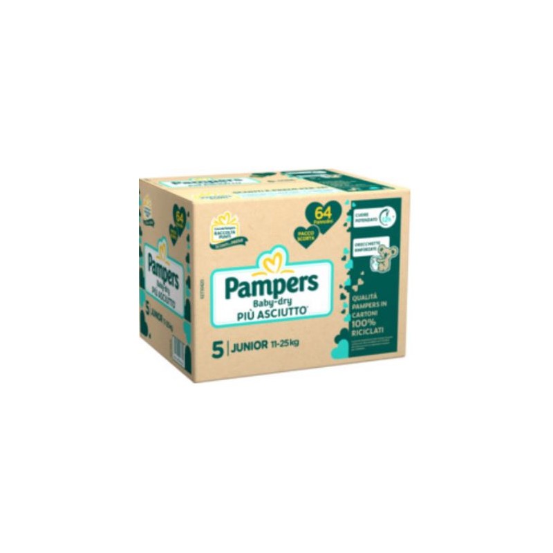 Pampers Baby Dry Junior Confezione Quadripla Taglia 5 (11-25Kg) 64 Pezzi
