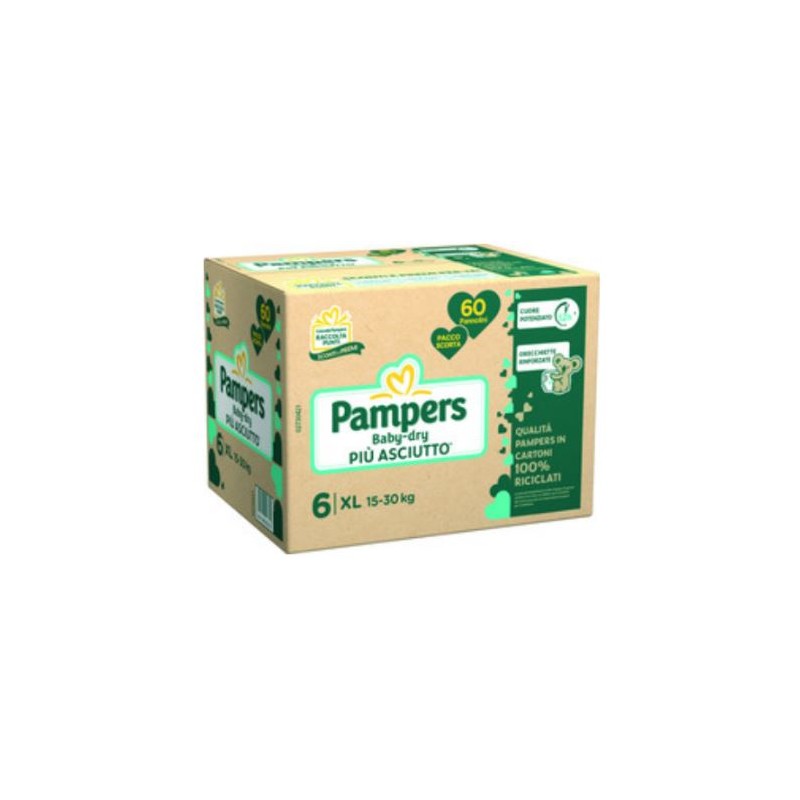 Pampers Baby Dry XL Confezione Quadripla Taglia 6 (15-30Kg) 60 Pezzi