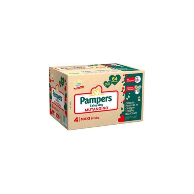 Pampers Baby Dry Maxi Mutandino Confezione Quadrupla Pannolini Taglia 4 (8-15kg) 64 Pezzi