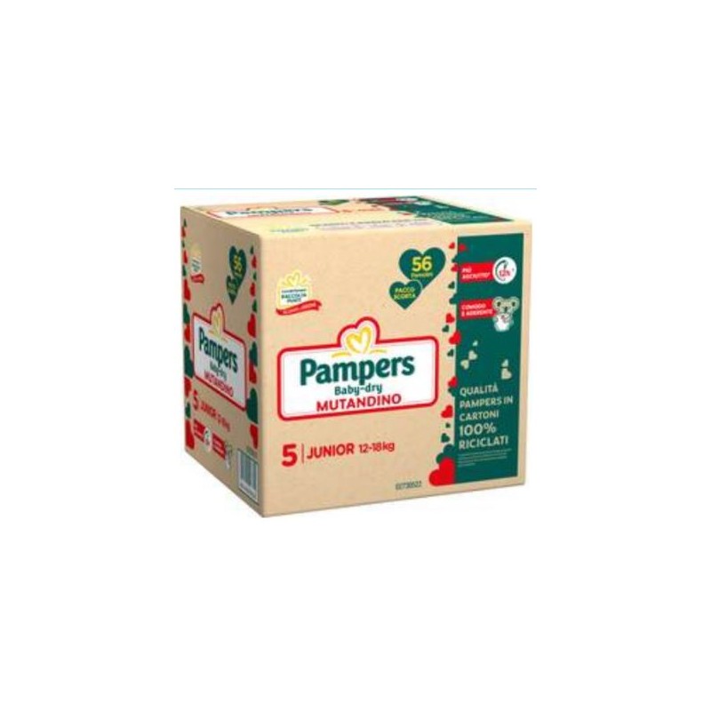 Pampers Baby Dry Junior Mutandino Confezione Quadrupla Pannolini Taglia 5 (12-18kg) 56 Pezzi
