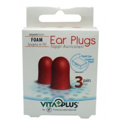 Vitaplus Tappi Auricolari Spugna Conici 3 Coppie + Custodia Vitaplus Tappi Auricolari Spugna Conici 3 Coppie + Custodia