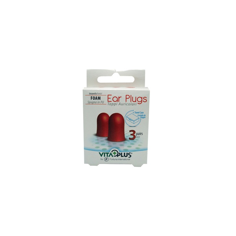 Vitaplus Tappi Auricolari Spugna Conici 3 Coppie + Custodia Vitaplus Tappi Auricolari Spugna Conici 3 Coppie + Custodia