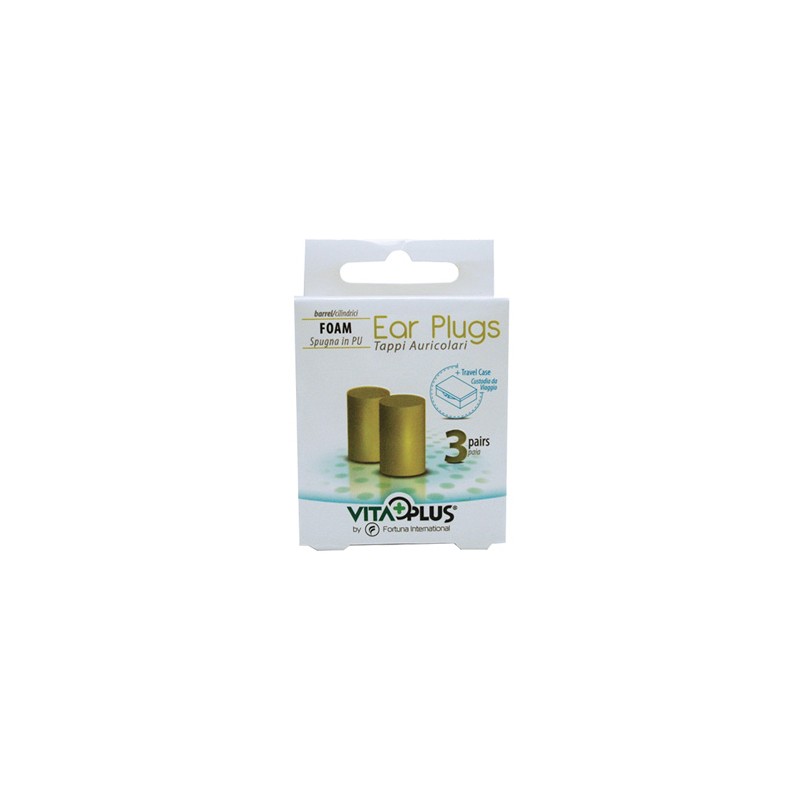 Vitaplus Tappi Auricolari Spugna Classici 3 Coppie + Custodia
