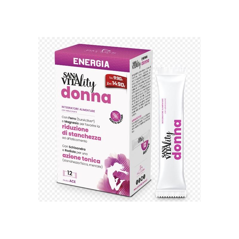 Sana Vitality Energia Donna Integratore Ricostituente Energizzante 12 Stick Sana Vitality Energia Donna Integratore Ricostituente Energizzante 12 Stick