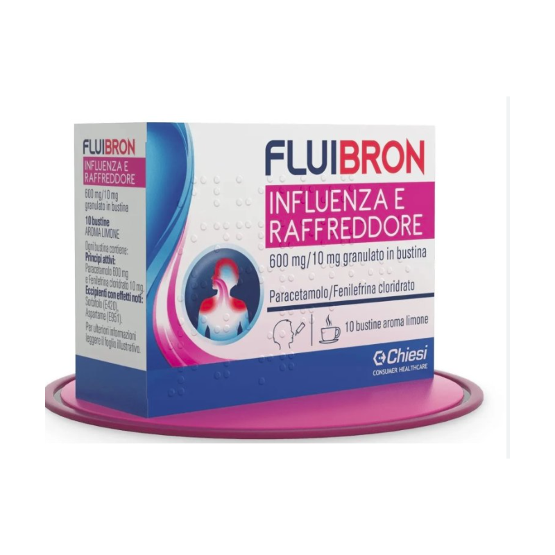 Fluibron Influenza E Raffreddore 600mg/10mg Granulato In Bustina Paracetamolo/Fenilefrina Cloridrato